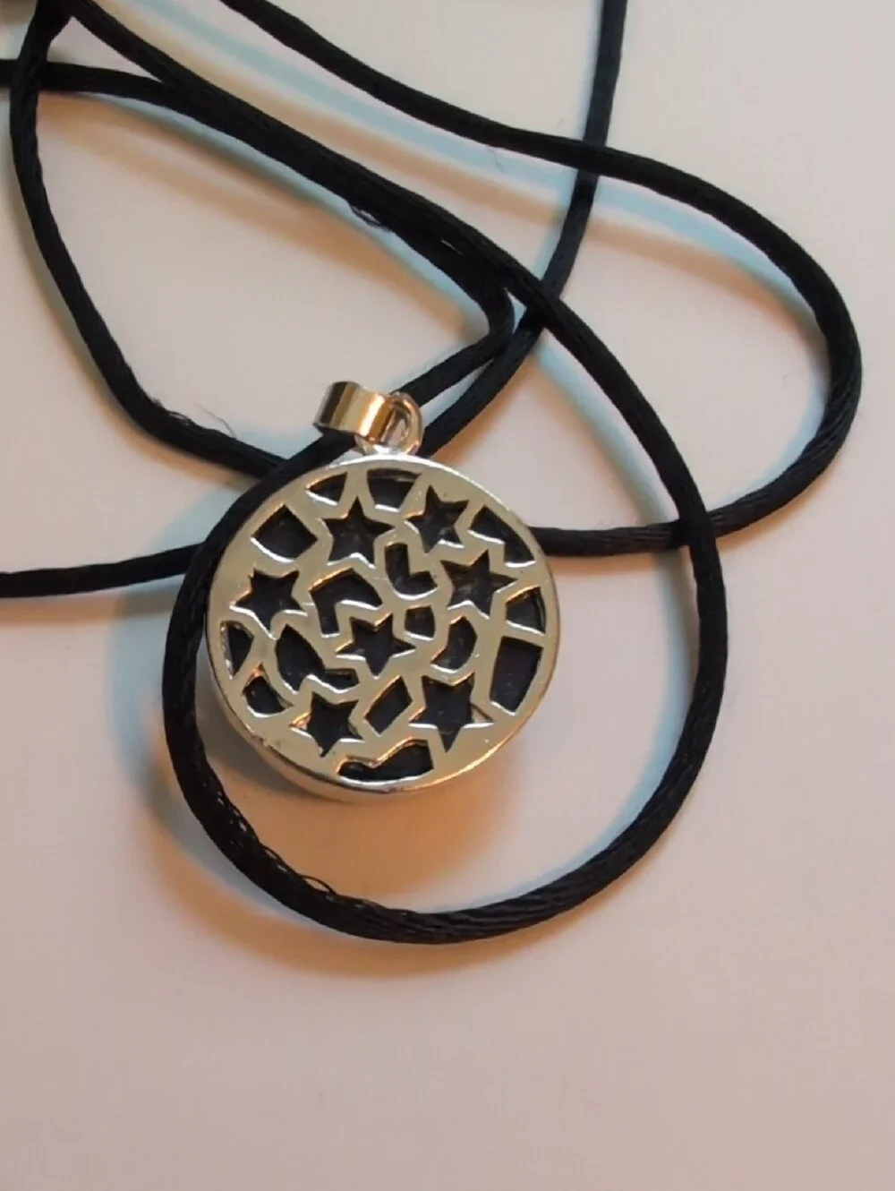 Silver Cat Duo Pendant Necklace in Black by